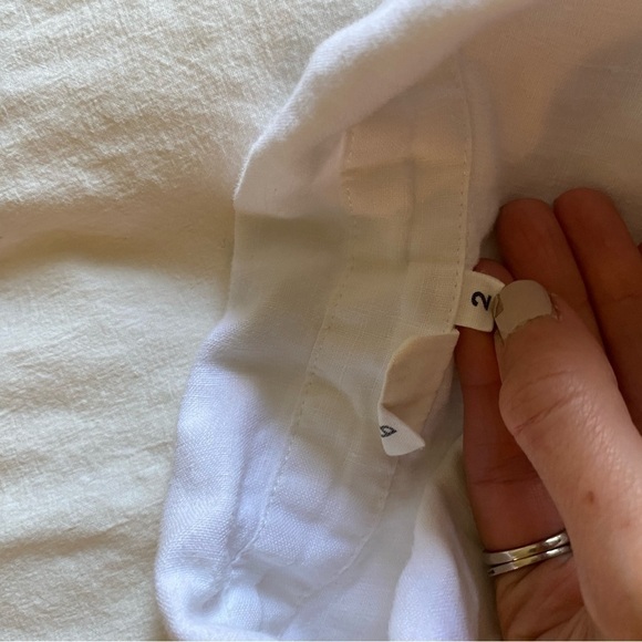In Bed Store Women’s White Linen Button Down Shirt Blouse Pajama Top Size 2 - Picture 5 of 9